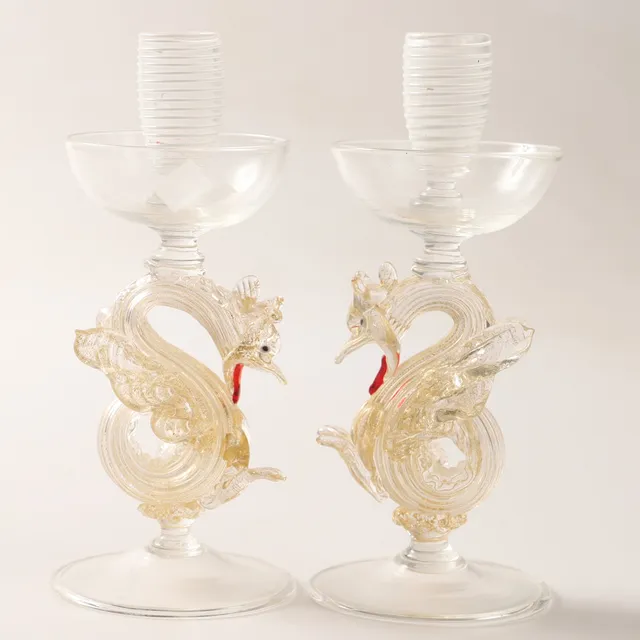 LJUSSTAKAR, 1 par, glas, Murano.
