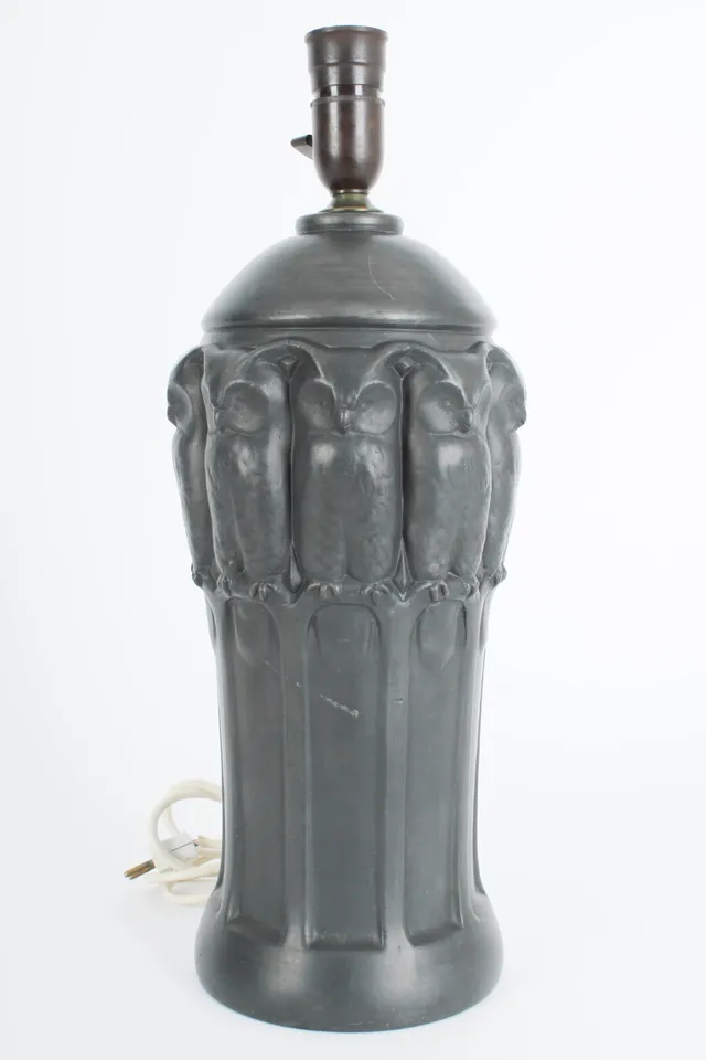 L. Hjorth. Table lamp made of black terracotta