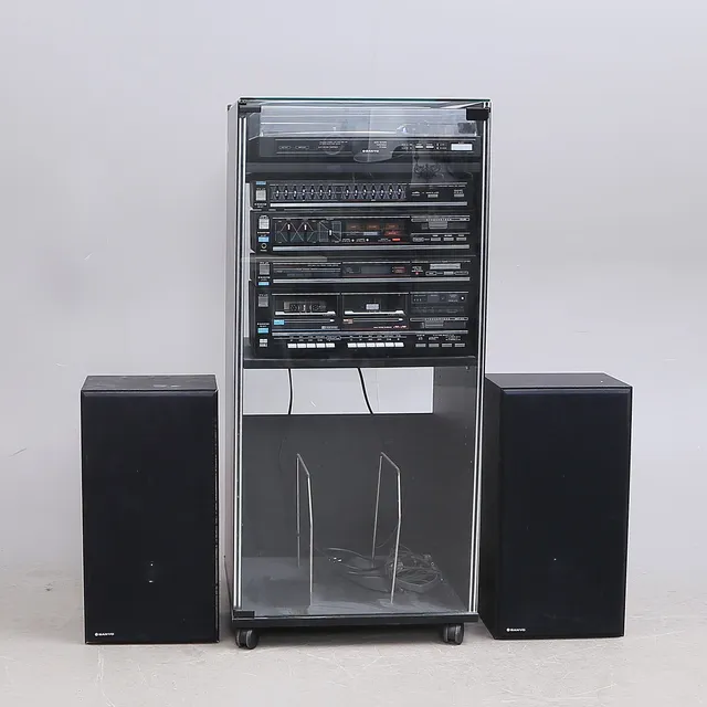 MUSIKANLÄGGNING, Sanyo, med högtalare, ca 1980.