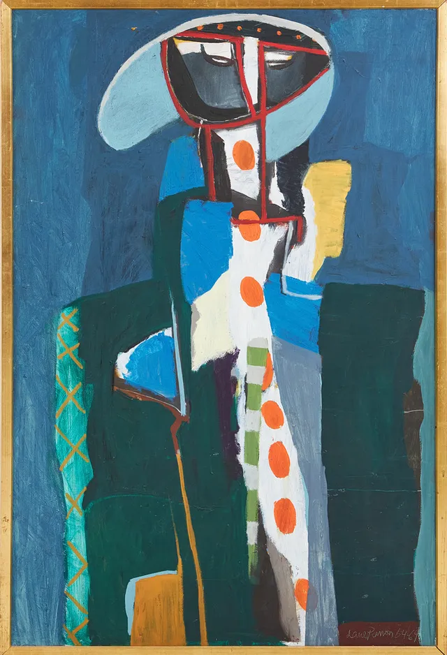 LASSE PERSSON (1937-1999). "Medecinman II", olja på duk, signerad och daterad, Lasse Persson, 64-69, á tergo med titel.