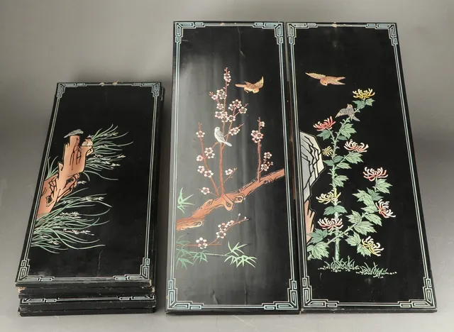 Kinesisk skærm af lak, 1900-tallet (8)