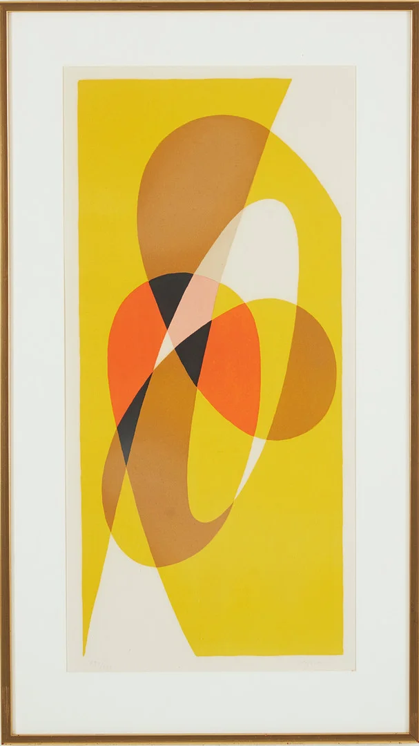 PIERRE OLOFSSON. Komposition, signerad och numrerad, färglitografi. — Engravings & Prints — Stockholms Auktionsverk Magasin 5
