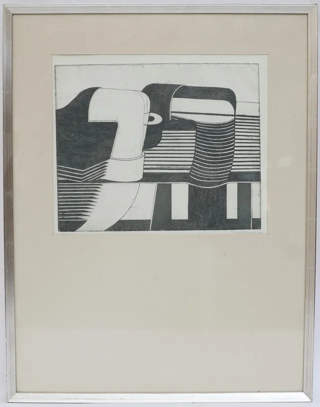 STEN EKLUND. Komposition, etsning, signerad och numrerad, daterad 1967.