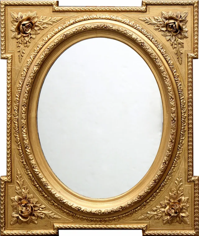 Alphonsine mirror in stuccoed and gilt wood, early 20th Century.