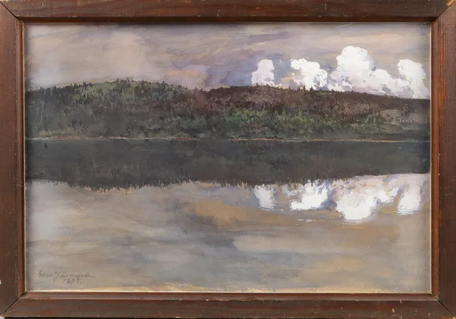 EERO JÄRNEFELT. Finskt sjölandskap, akvarell med täckvitt.
