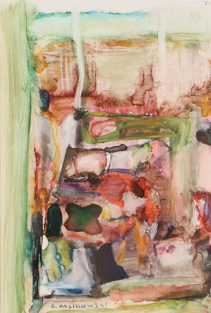 RYSZARD PASIKOWSKI. Komposition, blandteknik, signerad R. Pasikowski. — Paintings — Helsingborgs Auktionskammare