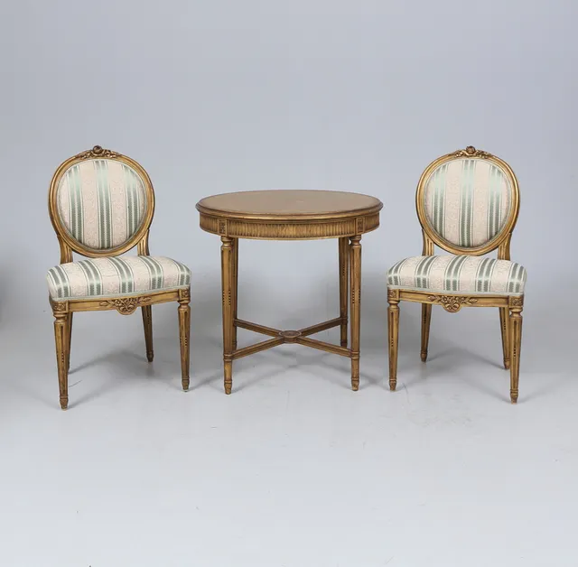 BORD med STOLAR, 1 par, gustaviansk stil, 1900-tal.
