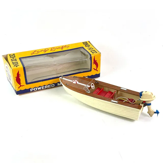 MODELLBÅT, batteridriven, Lang Craft, "Powered model boat", Japan.