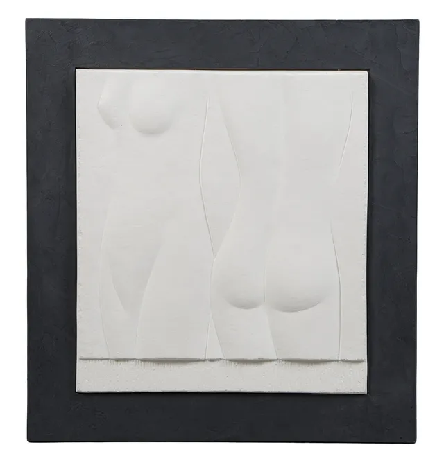 TONY YATES, PLASTER RELIEF, ‘DEUX FEMMES’.