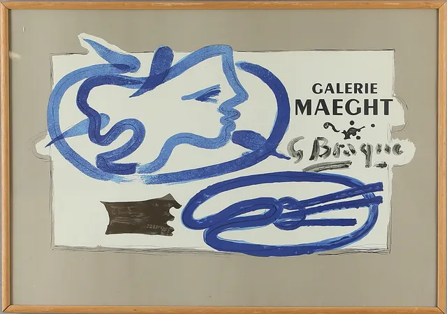 GEORGES BRAQUE. "Profil à la Palette", Galerie Maeght, färglitografi, osignerad.