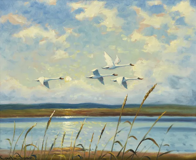 CARL IVAR ÖFVERBECK (1899-1976). Svanar, signerad Carl Ivar, olja på duk.