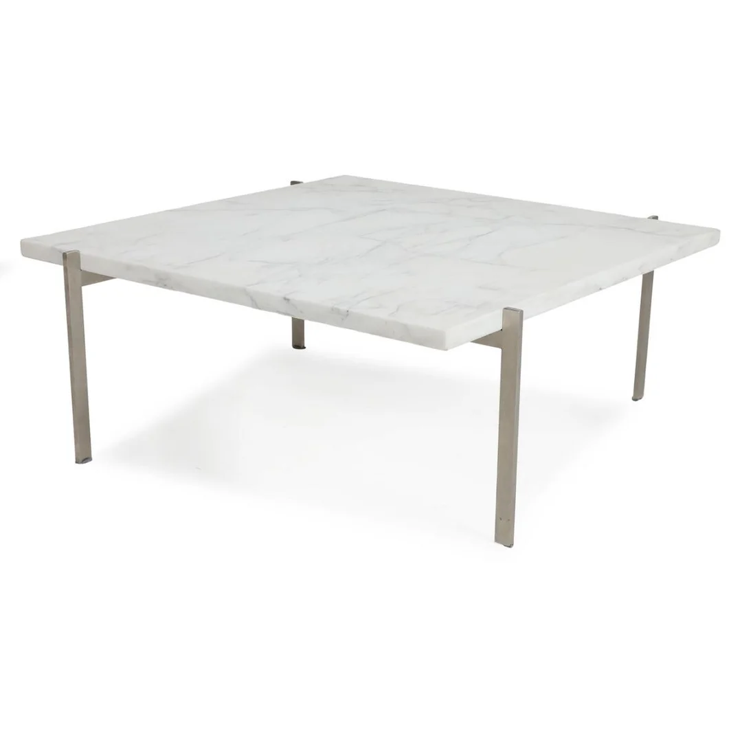 “PK 61” Coffee table with steel frame and white marble top. Manufactured by E. Kold Christensen. H. 33. L./W. 82.5 cm. — Modern Furniture — Bruun Rasmussen
