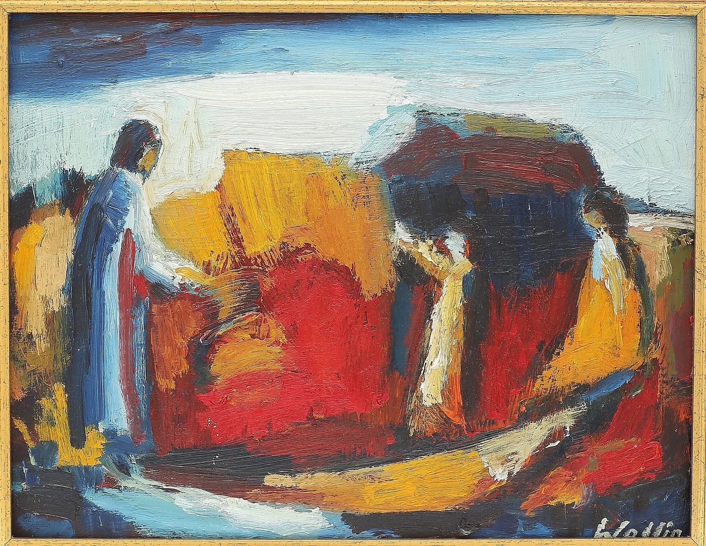 ANDERS WALLIN. "Den gamle och båten", olja på pannå, signerad. — Paintings — Växjö Auktionskammare