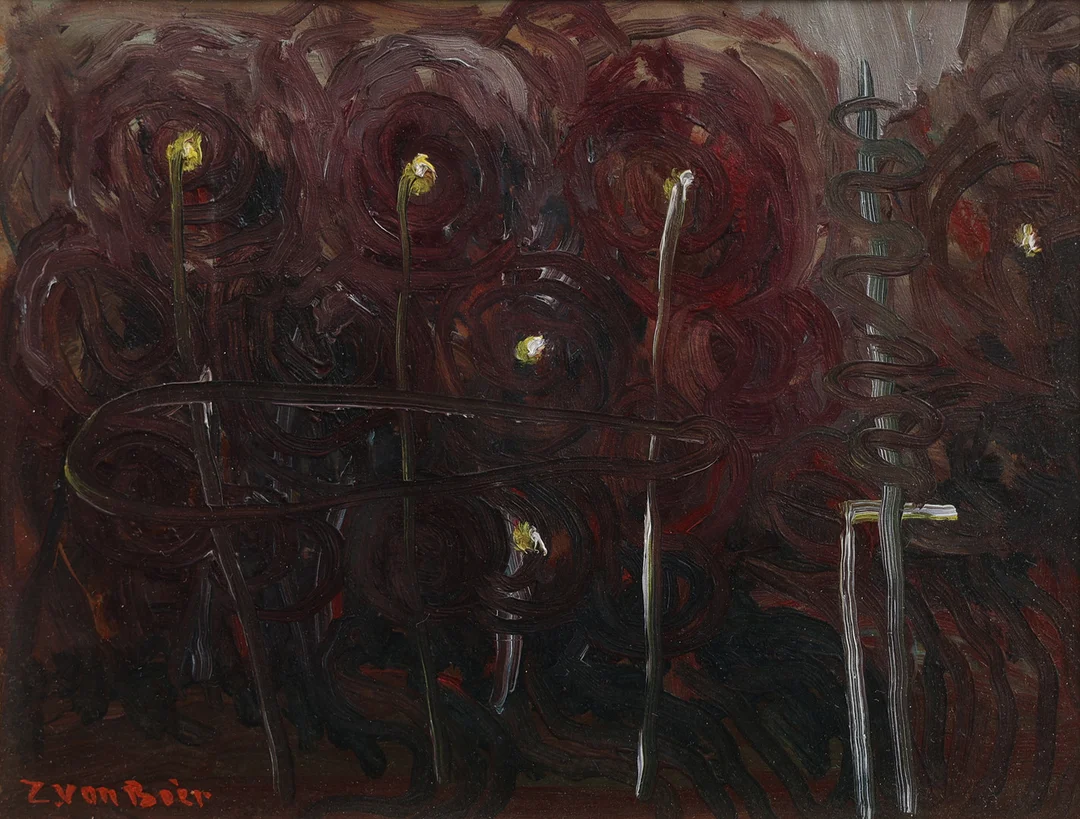 ZOLTAN VON BOER. OLJA PÅ PAPP, KOMPOSITION, SIGNERAD. — Paintings — Crafoord Auktioner Lund