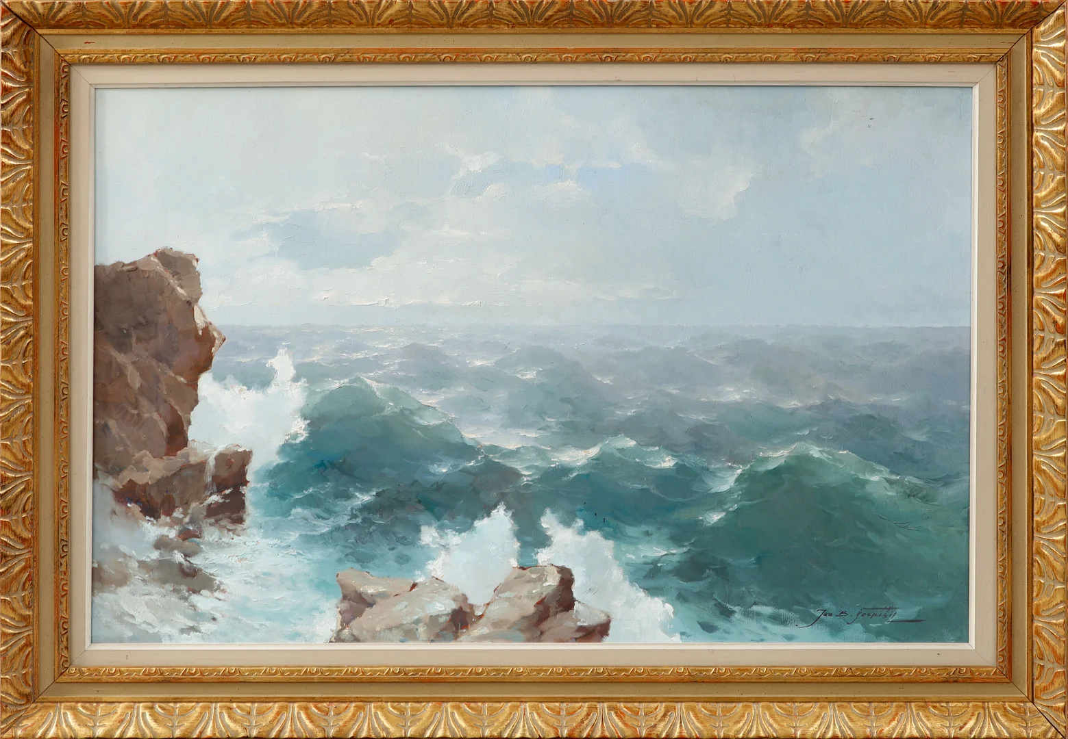 JAN BOHUMIL POSPISIL. Bränningar, olja på duk, signerad. — Paintings — Göteborgs Auktionsverk