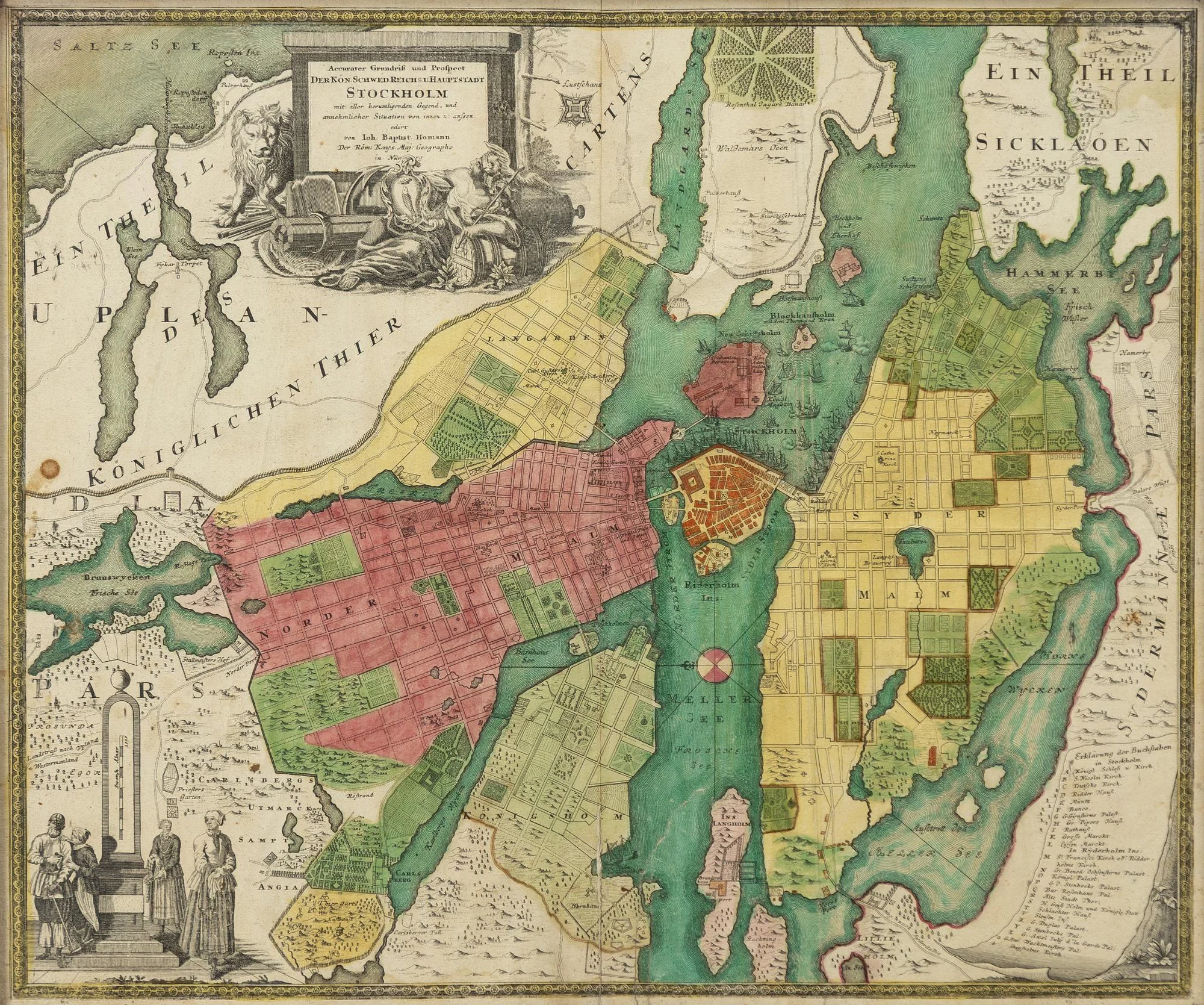 Johann Baptist Homann, Karta, 1700-tal, "Stockholm". — Konst/Grafik — Bukowskis