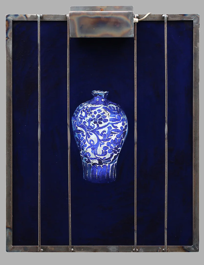 YVONNE LARSSON. "Sung", mixed media på duk, signerad a tergo Y Larsson och daterad 2000. — Paintings — Garpenhus Auktioner