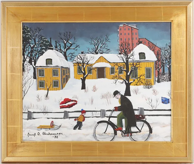 BENGT OLOV ABRAHAMSSON. 1924-1989, Olja på duk. "Stora Fågelsången", signerad 1972.