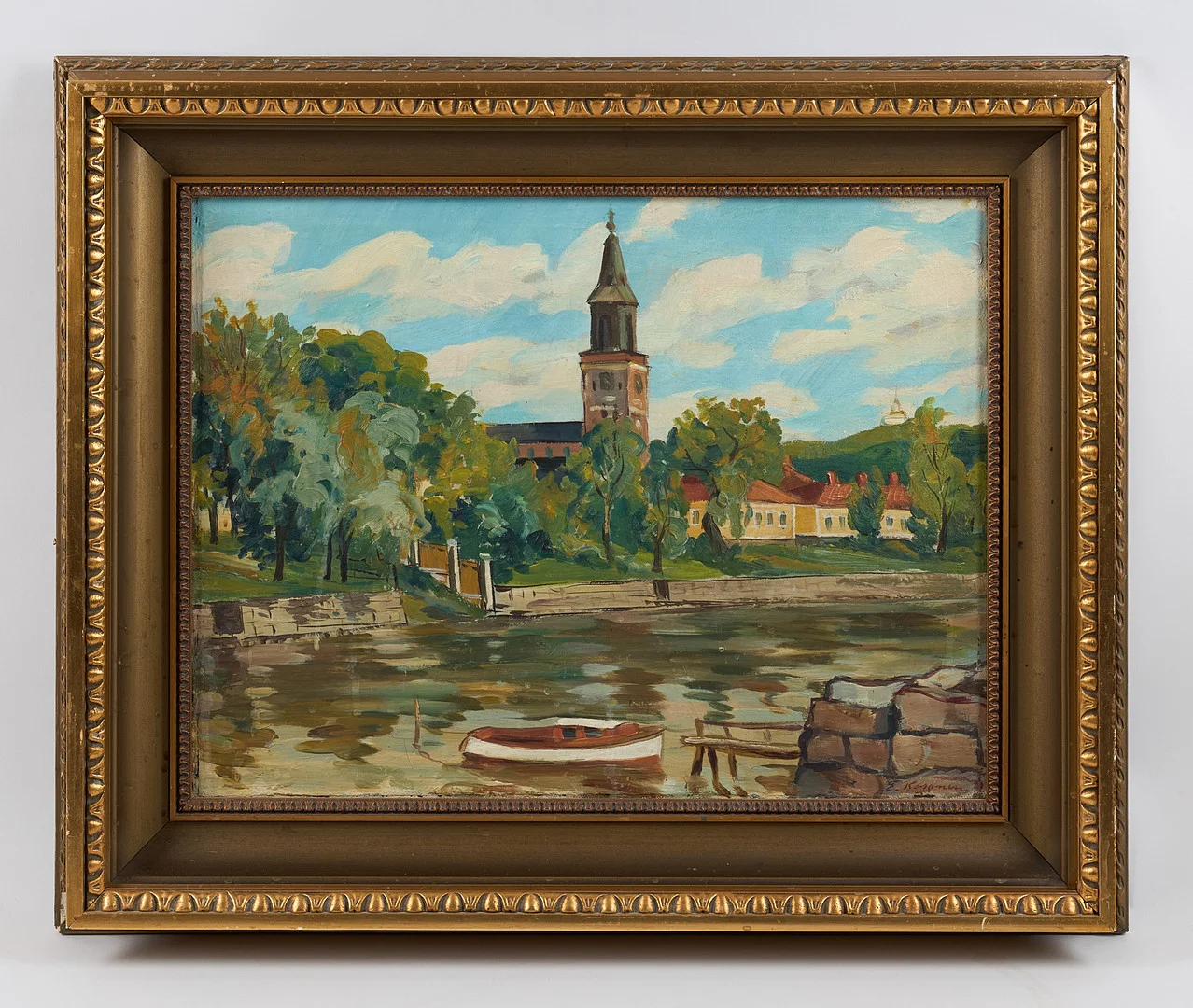 ERKKI KOSONEN (1902-1966). Vy från Åbo, signerad samt daterad -71, olja på duk. — Paintings — Stockholms Auktionsverk Helsinki