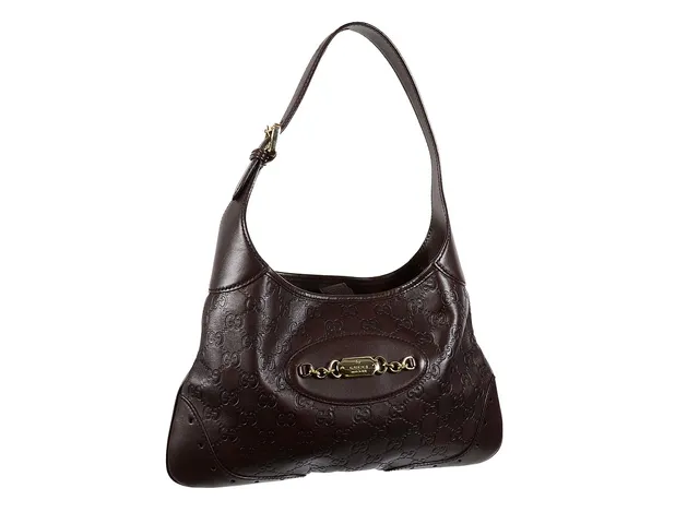 VÄSKA, GUCCI rödbrunt läder, gulmetall detaljer, 33x20 cm dustbag