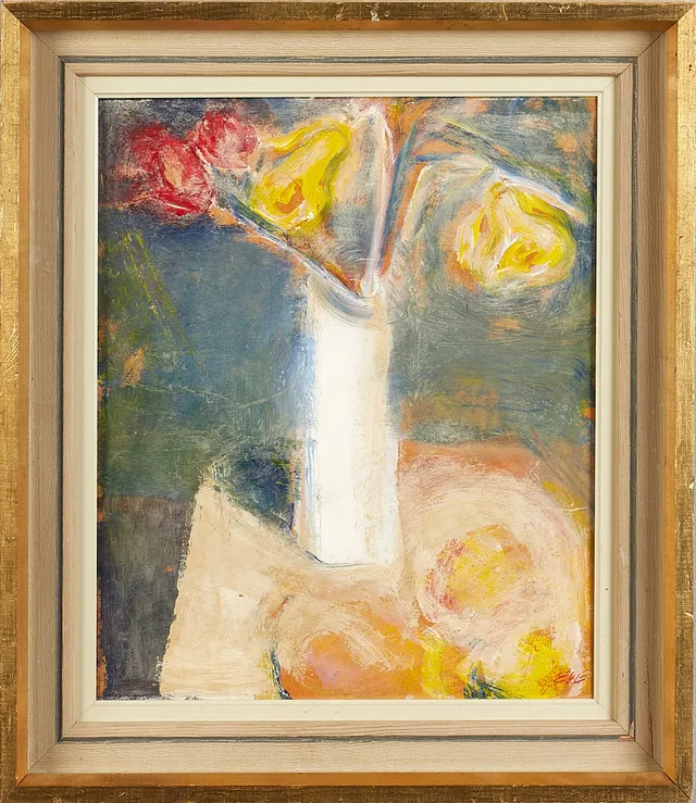 EVE ERIKSSON (1910-1992): Blomsterstilleben, signerad EVE, olja på pannå.