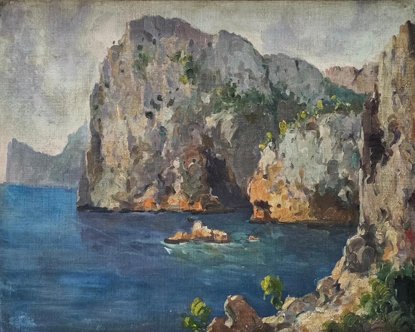 ESCUELA MALLORQUINA SIGLO XX. PAISAJE MALLORQUÍN. ÓLEO SOBRE LIENZO PEGADO A CARTÓN. — Paintings — Barcelona Auctions