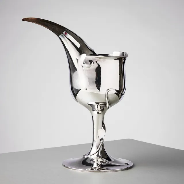 GUNNAR CYRÉN. A unique Swedish 20th century silver cup, "Bird-cup", mark of Gunnar Cyrén, Gävle 1978.