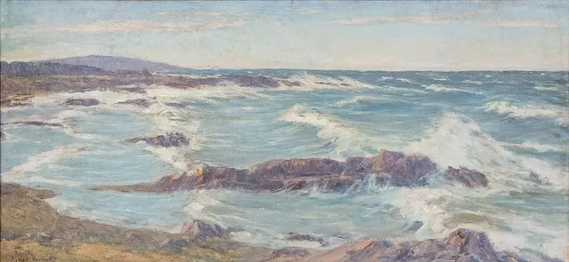 ERNST SMITH. Kustmotiv, olja på duk, signerad.
