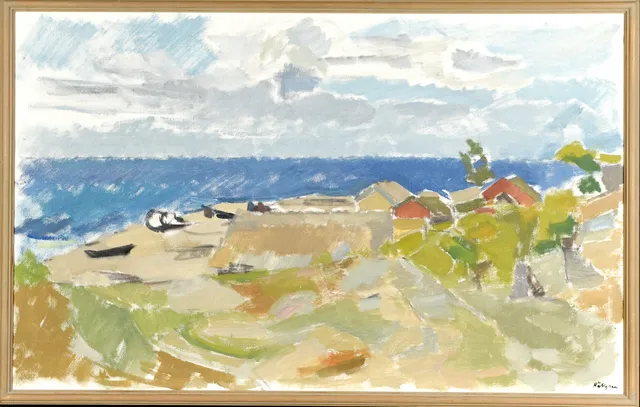 INGVAR HÄLLGREN. Olja på duk, "Strand, Öland", Signerad.