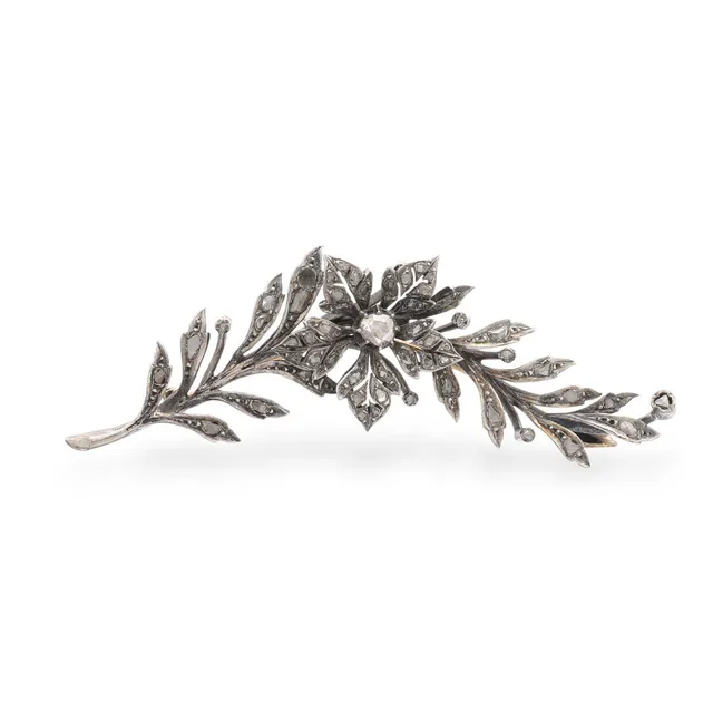 Diamonds floral brooch, late 19th Century.