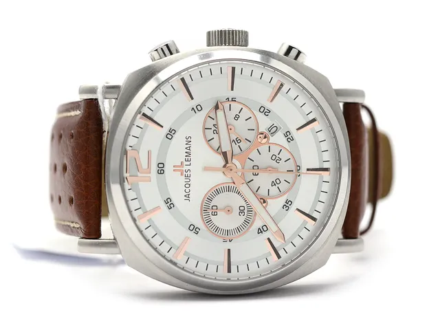 Jacques Lemans herrur modell 1-1645, Kronograf, datumvisare, med läderarmband