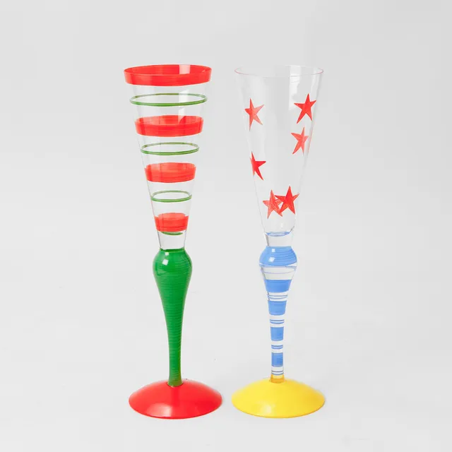 ANNE NILSSON. Champagneglas, 2 stycken, "Clown", Kosta Boda.