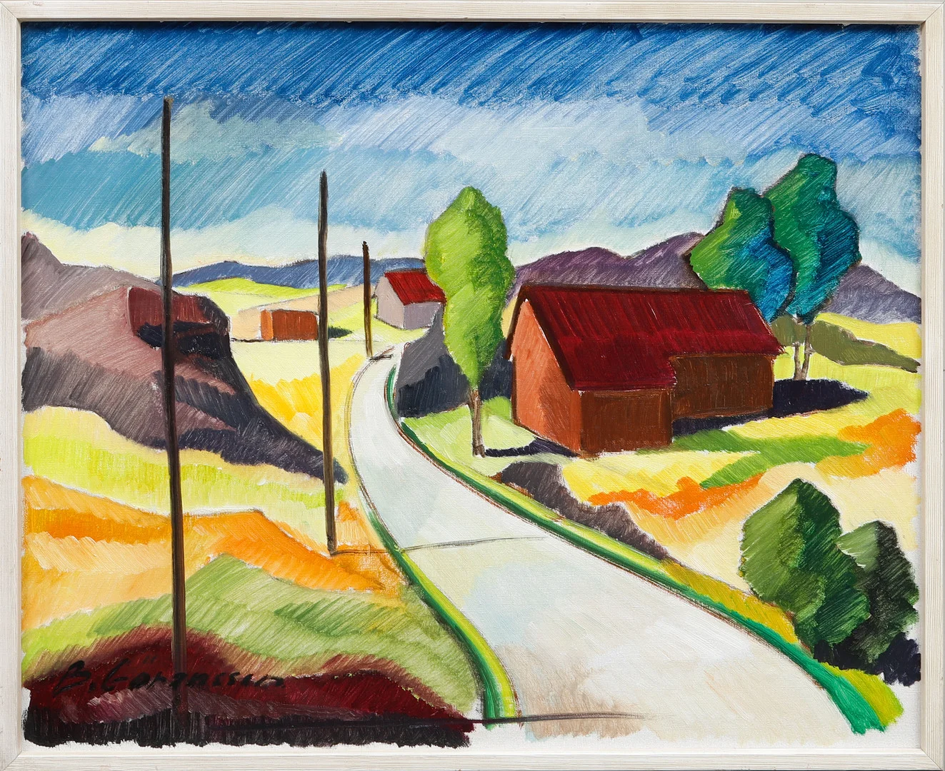 BROR GÖRANSSON. Landskap med hus, olja på duk, signerad. — Paintings — Göteborgs Auktionsverk