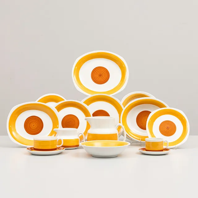 HELMER RINGSTRÖM. Matservis, porslin, 68 delar, "Stina", Gefle, 1950-60-tal.