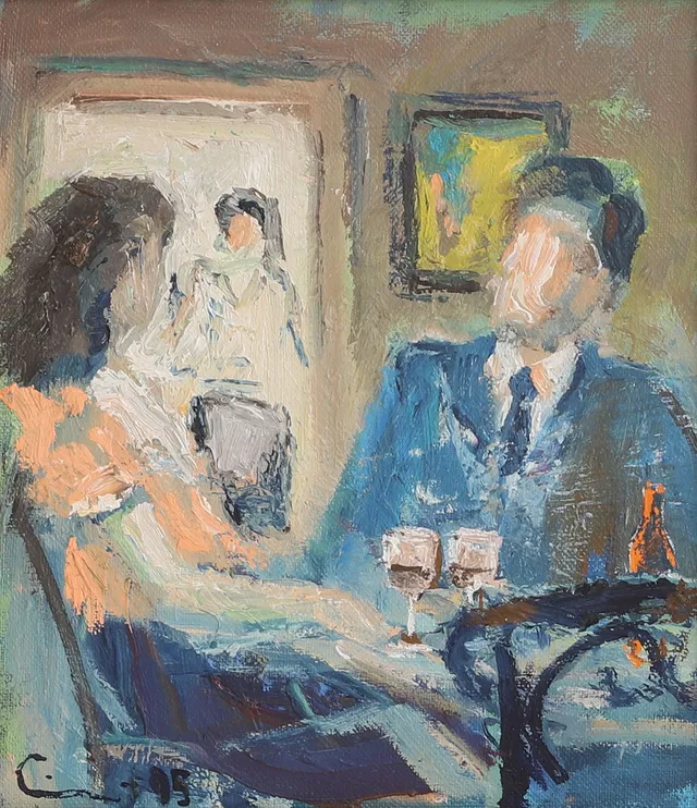 EINAR WENNBERG. Olja på pannå, signerad.