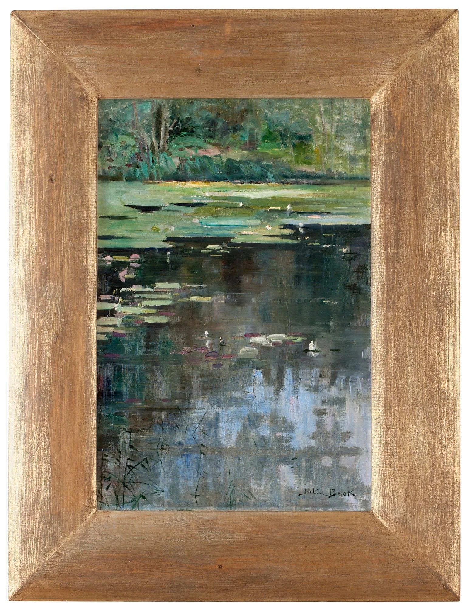 Julia Beck, Flodlandskap med näckrosor. — Bukowskis