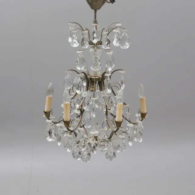 LJUSKRONA, glas/metall, 1900-tal.