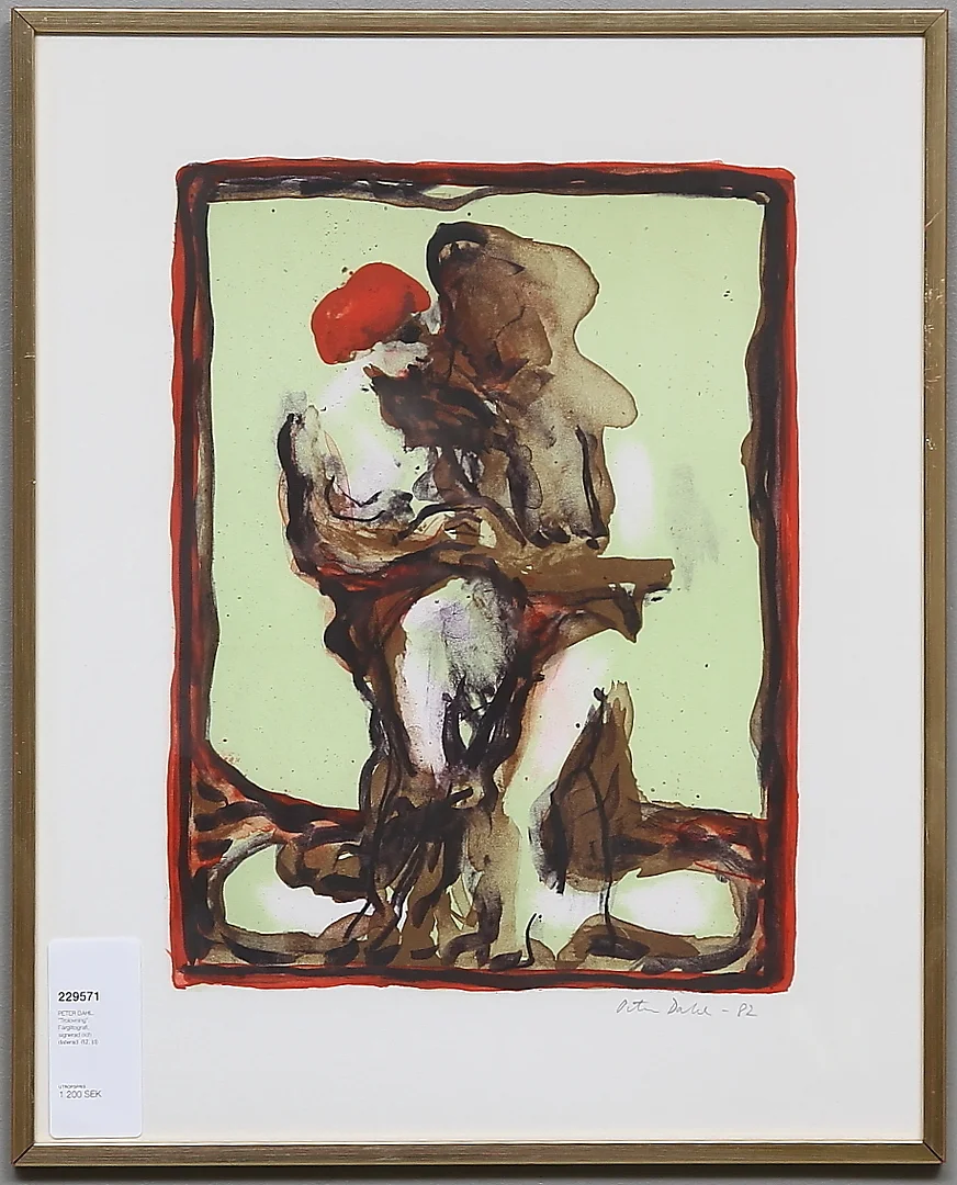 PETER DAHL. "Trolovning". Färglitografi, signerad och daterad -82. — Engravings & Prints — Gomér & Andersson Linköping
