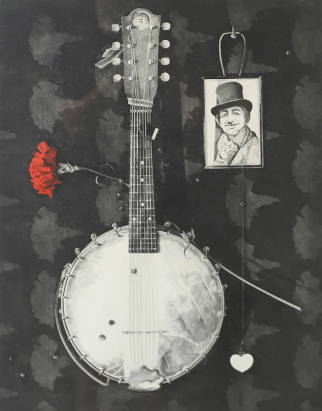 OLLE HANSPERS. Komposition med banjo, etsning, signerad.