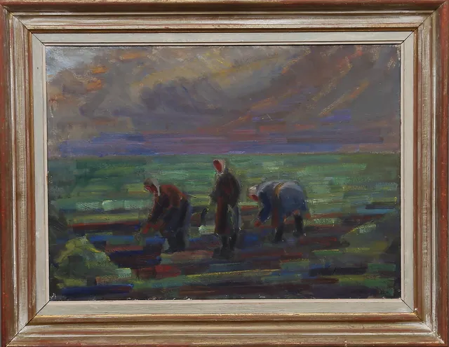ÅKE LILJESON. "Höst på skåneslätten". Olja på duk, signerad och daterad 1945.