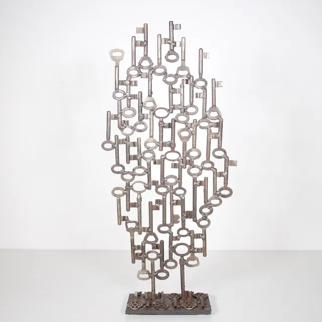 BILL MICHAEL LAUX. ATELIER. 'Schlüsselkomposition', Skulptur, Stahl, Unikat.