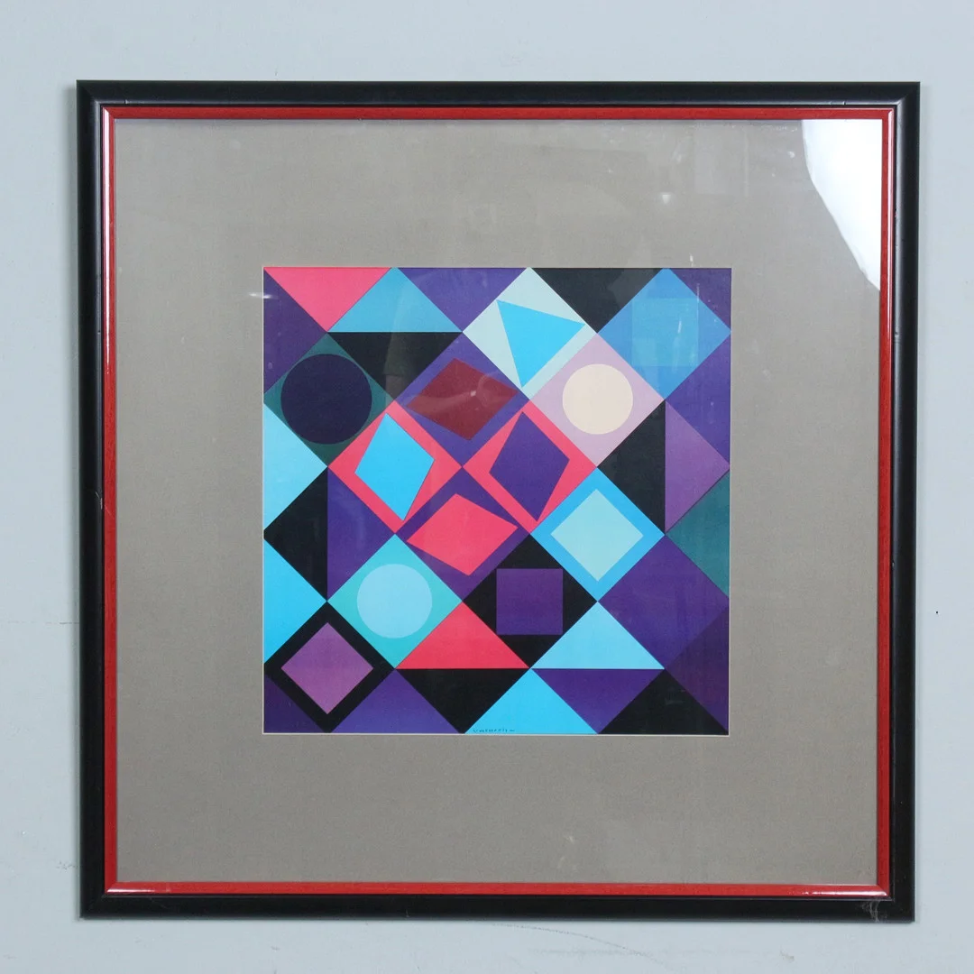 VICTOR VASARELY (1906-1997). NACH. Druck, '' Sidney Janis '', gerahmt. — Engravings & Prints — Stockholms Auktionsverk Düsseldorf/Neuss