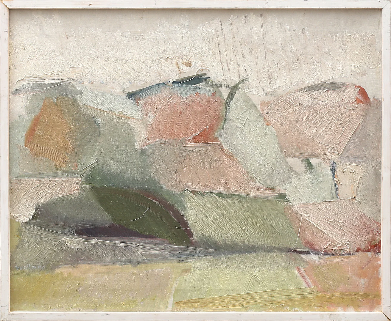 WILLARD LINDH. Olja på duk, "Former i landskap" signerad Willard. — Paintings — Garpenhus Auktioner