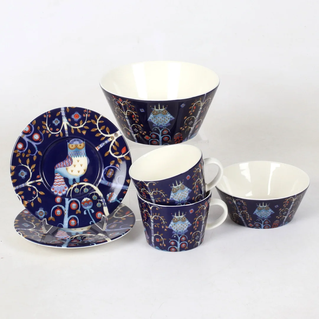KLAUS HAAPANIEMI. Servisdelar, 6 st, "Taika", porslin, Iittala. — Tableware — Stadsauktion Sundsvall