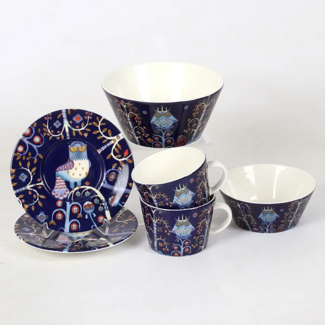 KLAUS HAAPANIEMI. Servisdelar, 6 st, "Taika", porslin, Iittala.