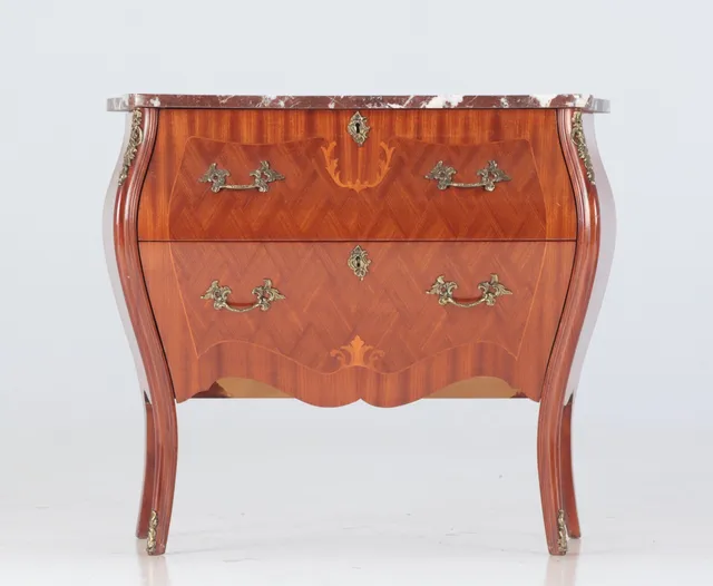 Kommode af rosentræ med topplade af marmor, 1900-tallets midte