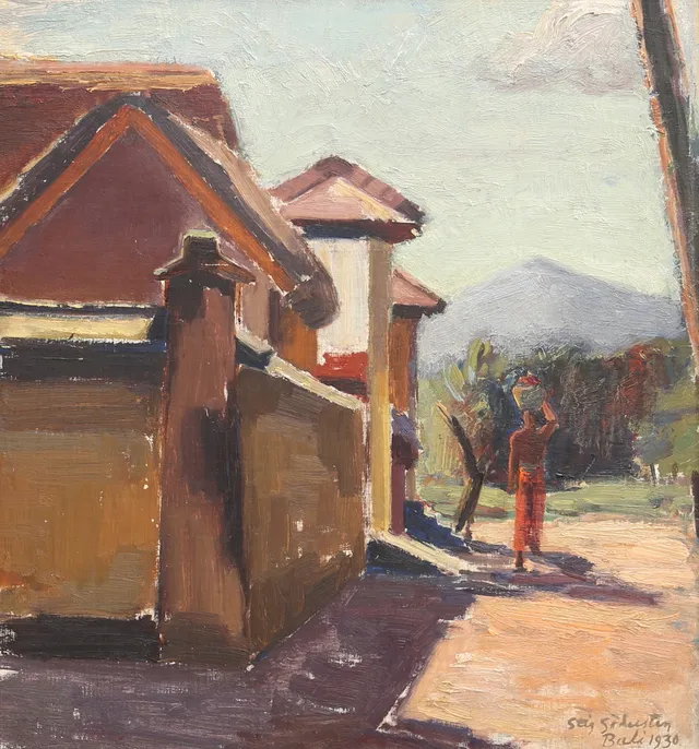 STIG SÖDERSTEN. Olja på pannå, "Bali", signerad, daterad 1930.