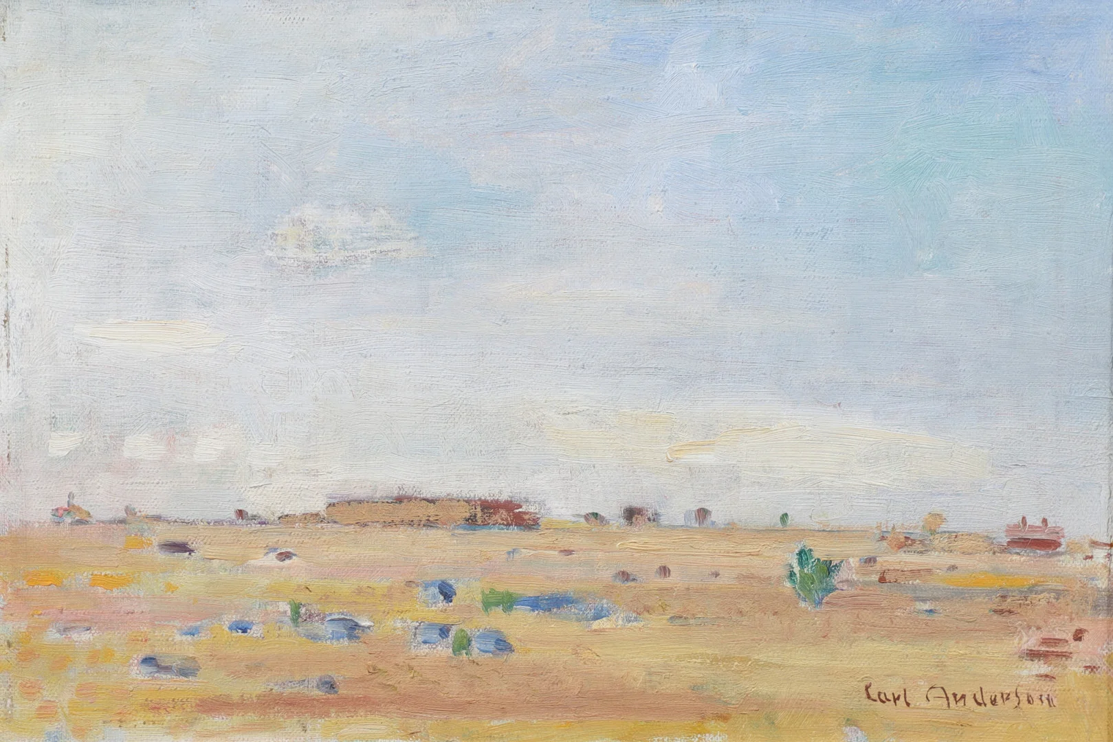 CARL ANDERSON. "Från Öland". Olja på pannå, signerad och daterad a tergo 1950. — Paintings — Växjö Auktionskammare
