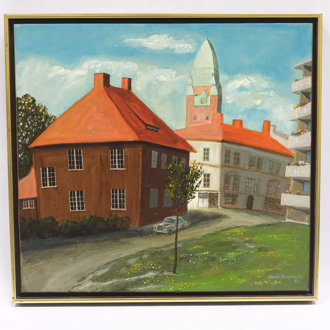 MARIA BOCZEWSKA. OLJA PÅ DUK, STADSBILD, 42X64CM. — Paintings — Björnssons Auktionskammare