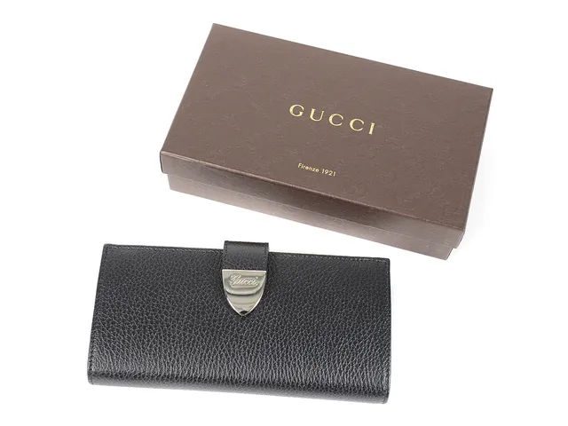 PLÅNBOK, GUCCI, svart läder, 19x10 cm, mynt, sedel, 7 st konto kortsfack, originalask.